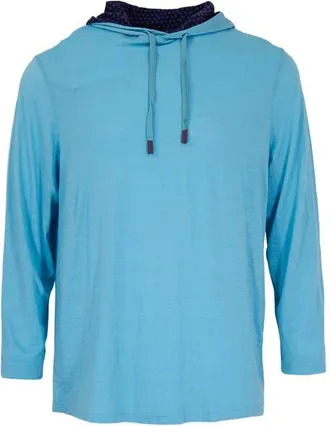 Lords of Harlech Hugo Extra Fine Merino Wool Lightweight Hoodie in Teal at Nordstrom, Size Xx-Large