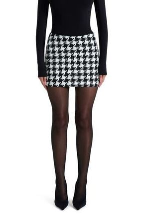 Naked Wardrobe Houndstooth Check Tweed Miniskirt in Houndstooth Black/White at Nordstrom Rack, Size Large