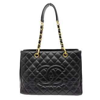 Chanel Black Grained Calfskin Tote Bag (Pre-Owned)