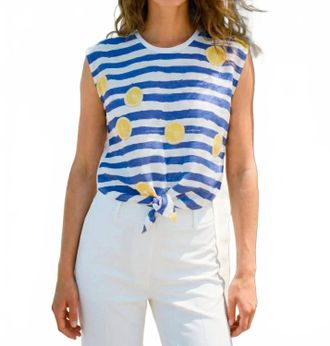 Vilagallo Lemon Sleeveless Tee In Blue/white