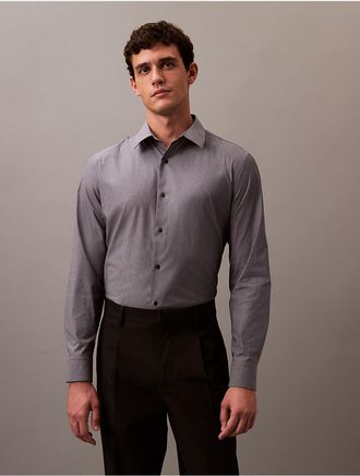 Calvin Klein Mens Solid Oxford Classic Button-Down Shirt - Navy - XS