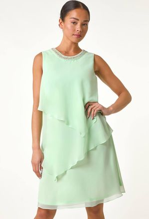 Roman Trim Layer Shift Dress