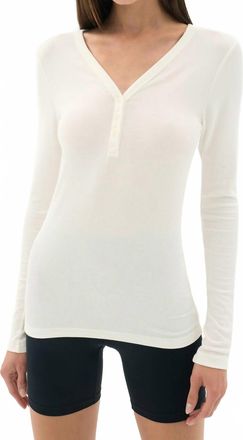 SPLITS59 Louise Rib Henley Long Sleeve Tee In White