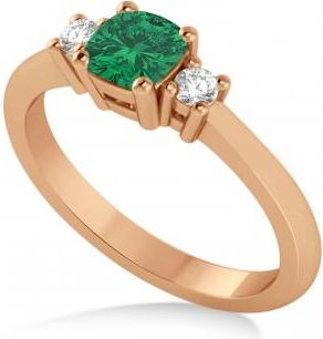 Allurez Cushion Emerald & Diamond Three-Stone Engagement Ring 14k Rose Gold (0.60ct)
