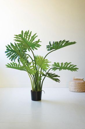 Kalalou Artificial Philodendron In A Black Plastic Pot