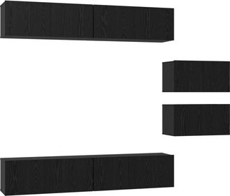 vidaXL Conjunto de mueble de TV 6 pcs Roble negro 80 x 30 x 30 cm vidaXL
