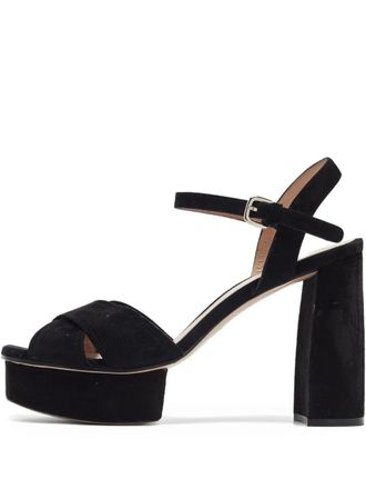 Stuart Weitzman suede heeled sandals - women - Calf Suede/Calf Leather/Rubber/Calf Leather - 41.5 - Black