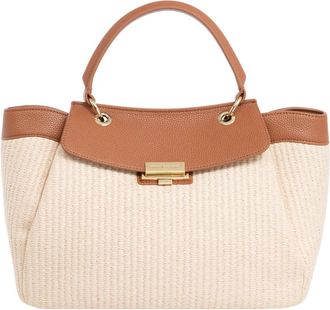 A|X Armani Exchange Handbags, female, Beige, ONE SIZE, Multicolour Crochet Handbag with Adjustable Strap