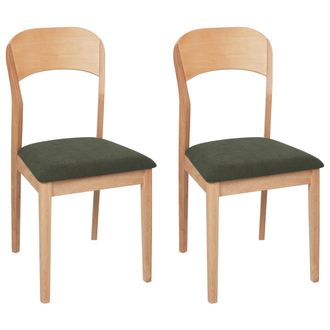 Beliani Beliani - Conjunto De 2 Sillas De Comedor De Estilo Tradicional Tapizado Madera Clara Tela Verde Oscuro Alvin