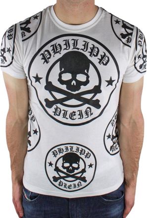 Philipp Plein Plum Multi Logo Design Wit T-shirt