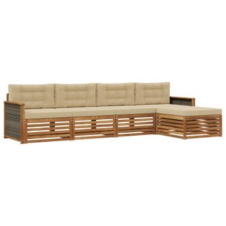 vidaXL Conjunto De Sof&aacute;s De Exterior Con Coj&iacute;n 5 Pcs Natural Y Beige Vidaxl
