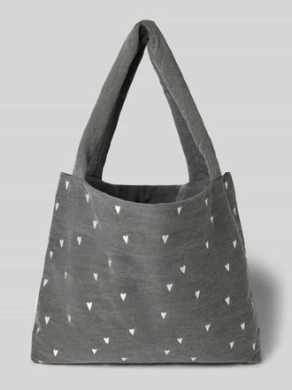 Studio Noos Tote Bag mit Logo-Detail in Denim-Optik in Mittelgrau, Gr&ouml;&szlig;e 1