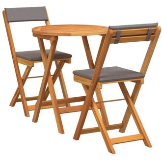 vidaXL Juego Bistro De Jard&iacute;n 3 Pcs Marr&oacute;n Madera Maciza De Acacia Vidaxl