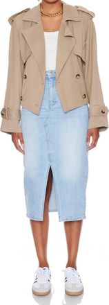 Crescent Reese Lightweight Crop Trench Throw Jacket In Beige