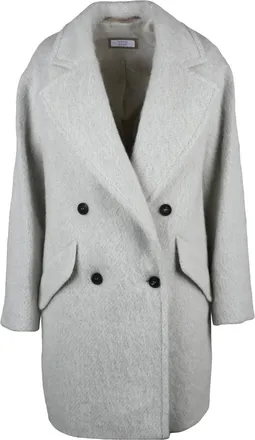 PESERICO White Wool-Blend Double-Breasted Coat
