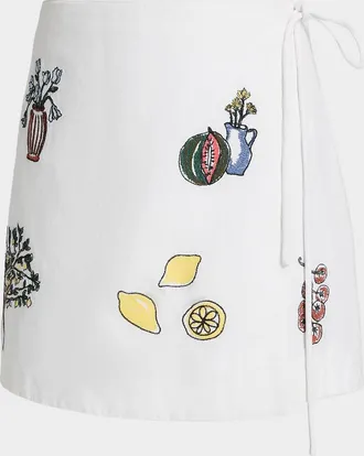 Tanya Taylor Agnes Cotton Mini Wrap Skirt