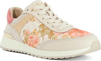 Dune London Ladies ESMARA Floral Lace-Up Trainers Size UK 5 Blush