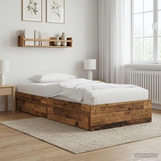 vidaXL Vidaxl Telaio Del Letto Con Storage Legno Antico 80 X 200 Cm