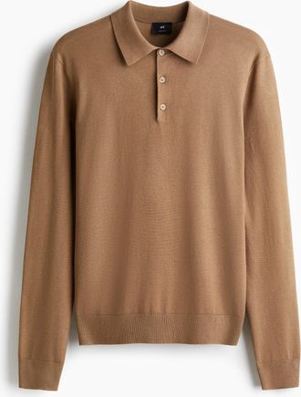 H&M Feinstrick-Poloshirt in Regular Fit - Beige