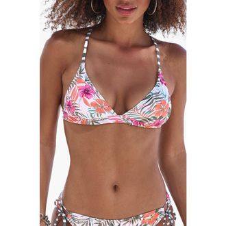 Lascana Womens Cross Back Triangle Bikini Top Size 34C/D in White Printed at Nordstrom, Size 38