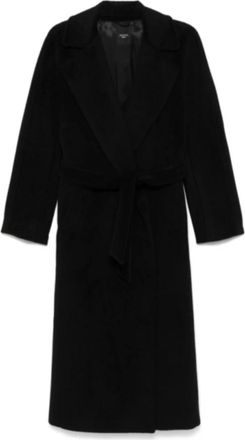 Max Mara Zwarte Wol Alpaca Jas Kimono Stijl - Dames - Jas met riem - Zwart - 2XS - Wol - Jassen