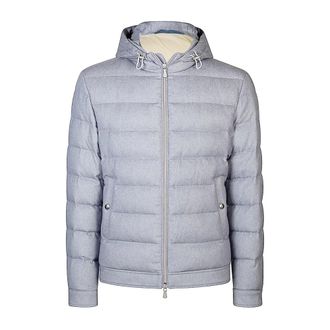 Eleventy Winter Jackets, male, Blue, 4XL, Silk Cashmere Hooded Jacket