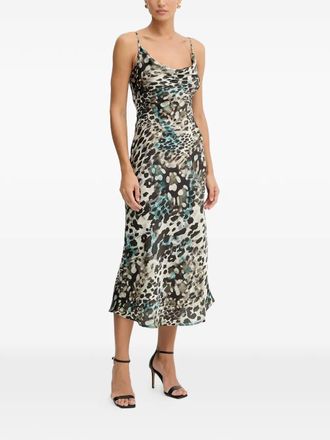 Guess Co spaghetti-strap animal-print dress - women - Satin - L - Neutrals