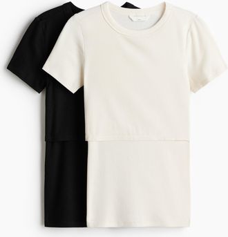 H&M MAMA 2er-Pack Before & After Stillshirts - Schwarz