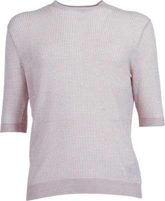 Ballantyne Pullover Manica Corta - Dames - Ronde hals truien - Beige - XL - Katoen - Truien & Vesten