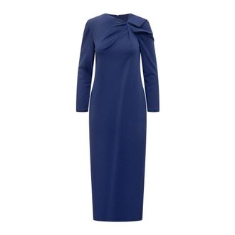 Emporio Armani Lange jurk met plooien in stretch Milano-steek - Dames - Casual kleedjes - Blauw - XS - Kleedjes