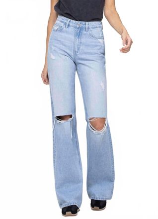 Flying Monkey Vintage Flare Jeans In Sunny Plaines