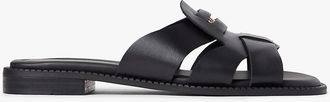 Tommy Hilfiger Womens Leather Penny Loafer Sandal - Black - US 6.5 / EU 37