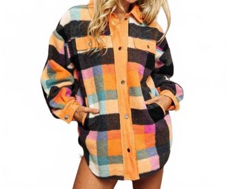 Bibi Vintage Oversized Shacket In Orange