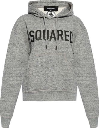 Dsquared2 logo-print cotton hoodie - women - Cotton - M - Grey