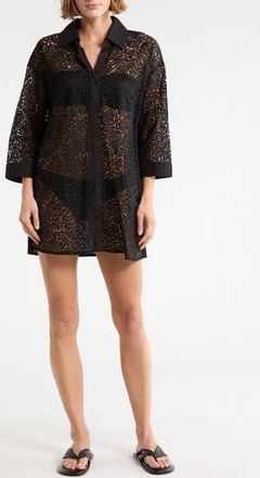 Boho Me Lace Front Cover-Up Shirt in Black at Nordstrom Rack, Size X-Large