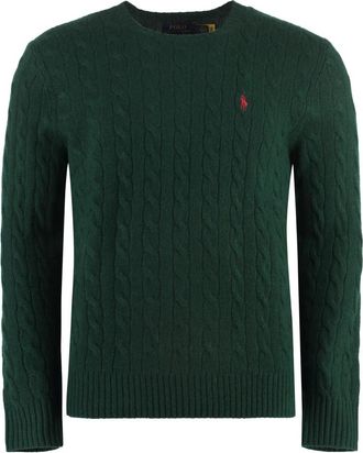 Polo Ralph Lauren Round-neck Knitwear, male, Green, Size: XL Cable Knit Sweater