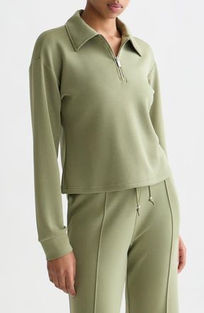 Scotch & Soda Quarter-Zip Sweatshirt in Oil Green at Nordstrom, Size X-Small