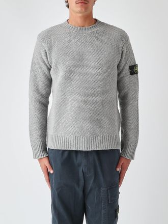 Stone Island Virgin Wool Blend Crewneck Sweater with Compass Logo Patch