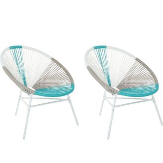 Beliani Set of 2 Garden Chairs ACAPULCO PE Rattan White