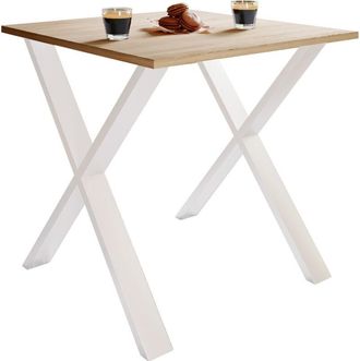 VCM Mesa de comedor de madera VCM Premium al. 76 x an. 80 x p. 80 cm Mesa de comedor de cocina Mesa Xona x (Blanco / Roble Sonoma)