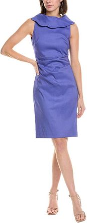 Sara Campbell Scalloped Hoda Linen-Blend Sheath Dress