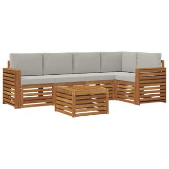 vidaXL Vidaxl Set Di Divani Da Esterno 6 Pz Grigio Naturale E Chiaro