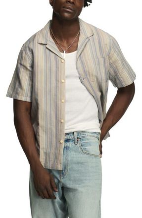 Lucky Brand Stripe Cotton Camp Shirt in Blue Multi at Nordstrom, Size Xx-Large