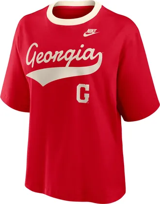 Nike Georgia Legacy Fight Song Boxy Nike Womens College T-Shirt in Red | 01CM0G2NUGV-U0X