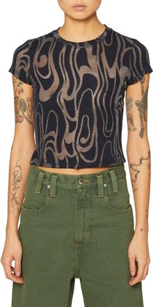 ECKHAUS LATTA Shrunk Wave Jacquard Crop Mesh T-Shirt at Nordstrom, Size Small