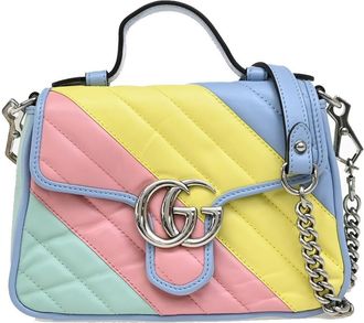 Gucci Gg Marmont Top Handle Bag Leather Multicolour Leather Bag (Pre-Owned)