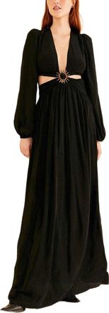 Farm Rio Farm Rio Black Cut Out Long Sleeve Maxi Dress