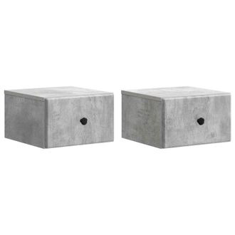 vidaXL Mesita De Noche De Pared 2 Pcs Gris Hormig&oacute;n 34,5 X 33 X 20 Cm Vidaxl