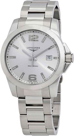 Longines Conquest Silver Dial Stainless Steel Mens 41mm Watch L37594766