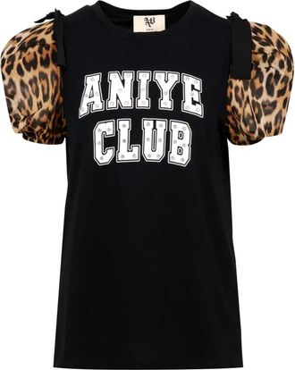 Aniye By Dierenprint Ballonmouw T-shirt - Dames - T-shirts - Zwart - M - Katoen - Tops